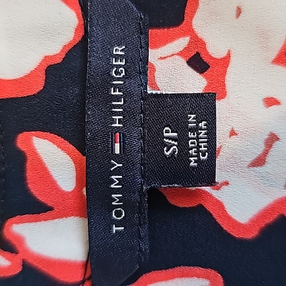 Tommy Hilfiger sz S/P blouse navy white coral - Picture 5 of 11